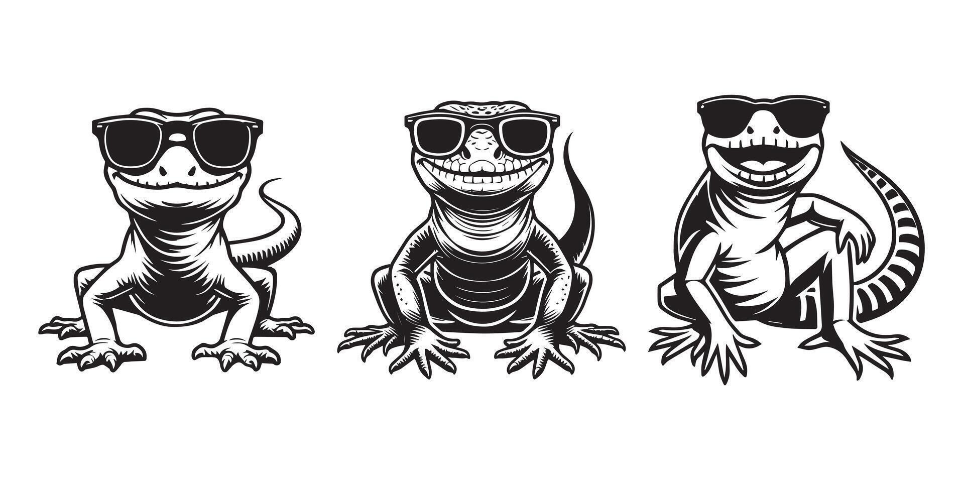 Collection of Joyful Lizard Clipart Art vector