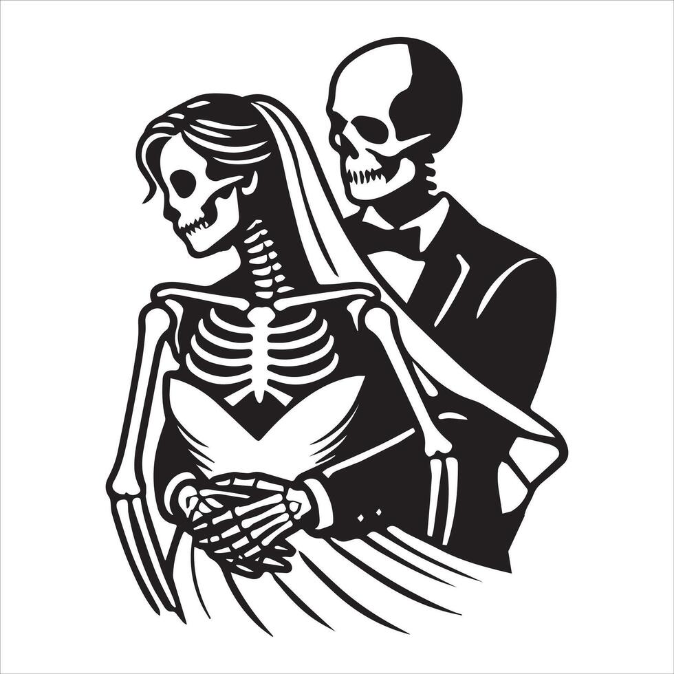 Forever Together Skeleton Couple Clipart vector