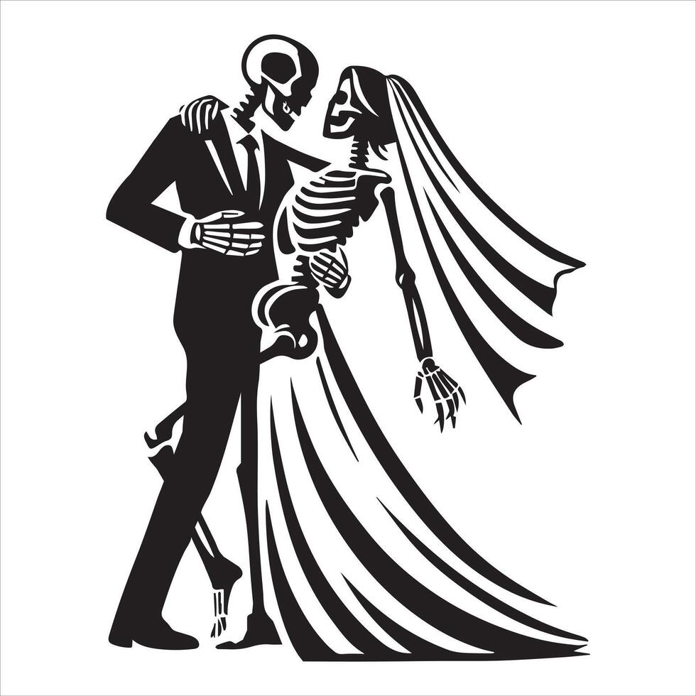 Till Death Do Us Part Skeleton Couple in Love vector