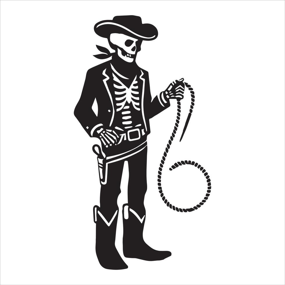 Western Skeleton Cowboy Clipart vector