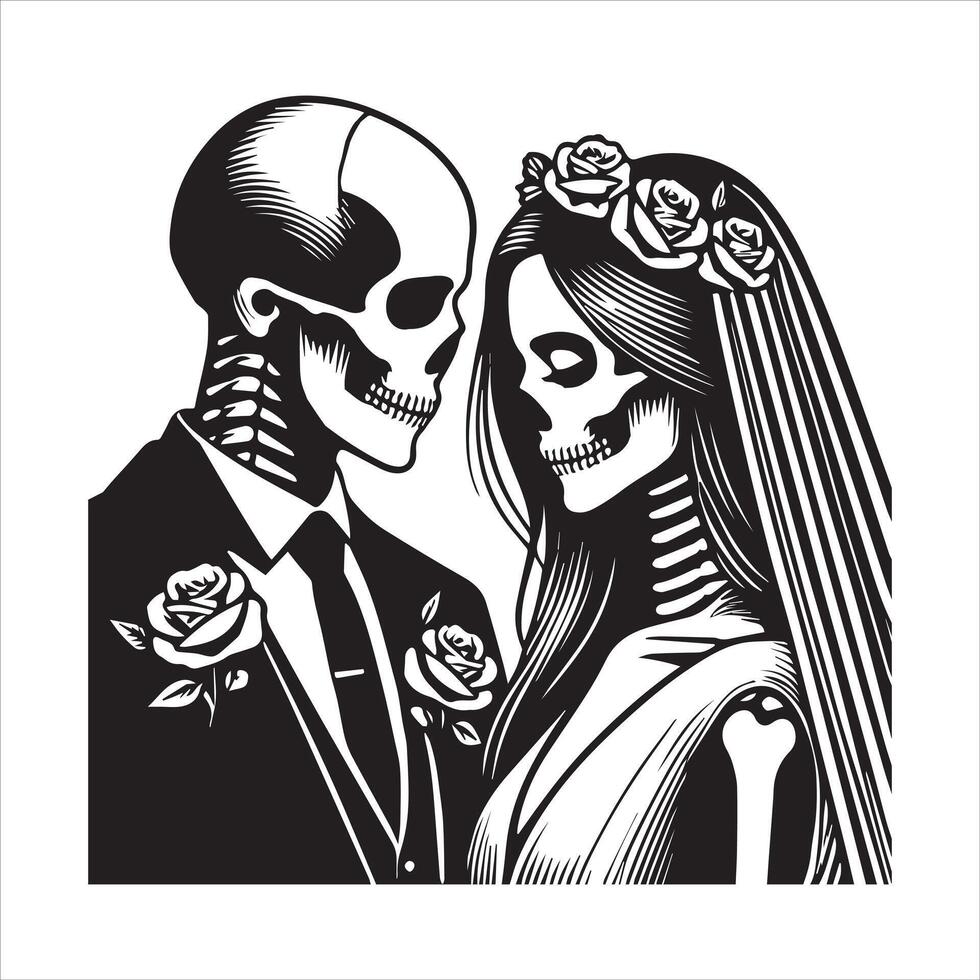 Deadly Romance Skeleton Lovers Illustration vector