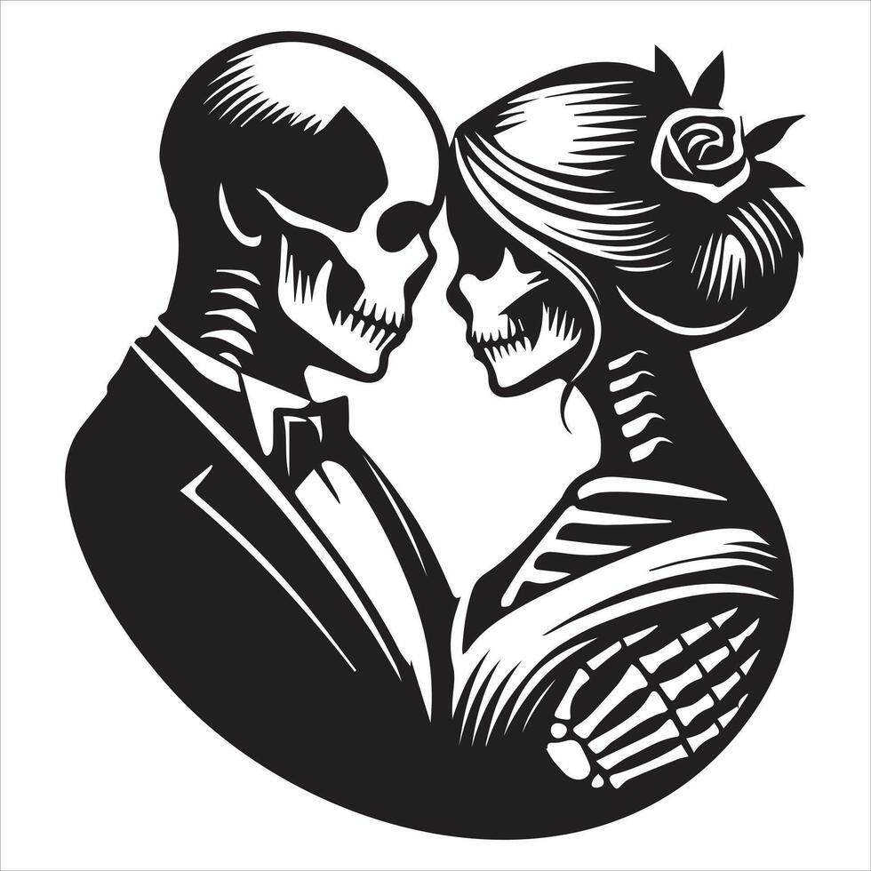 Spooky Sweetheart Romantic Skeleton Pair vector