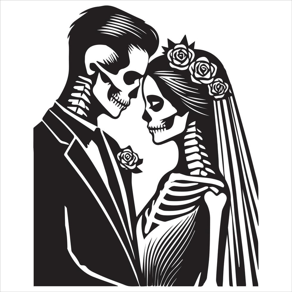 Bones of Love Romantic Skeleton Couple Design vector