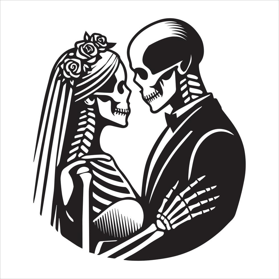 Forever Together Skeleton Couple in the Afterlife vector