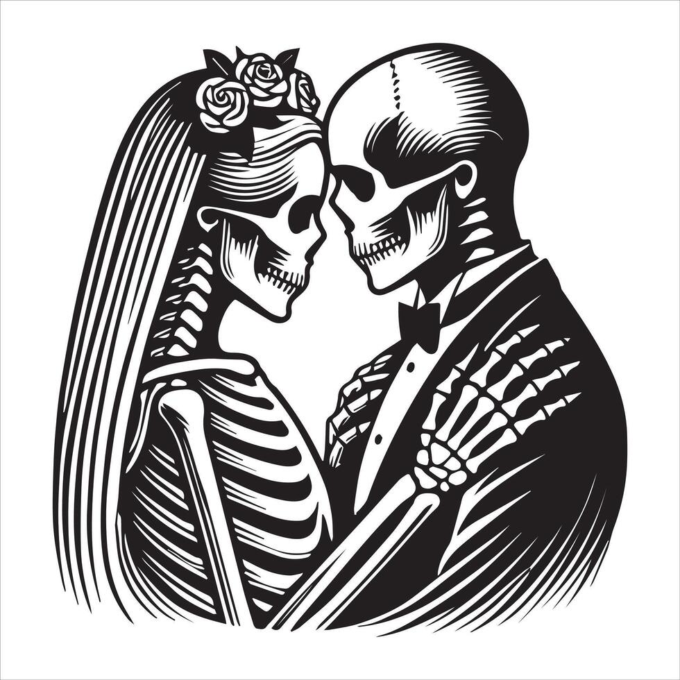 Undying Romance Skeleton Couple Illustration vector