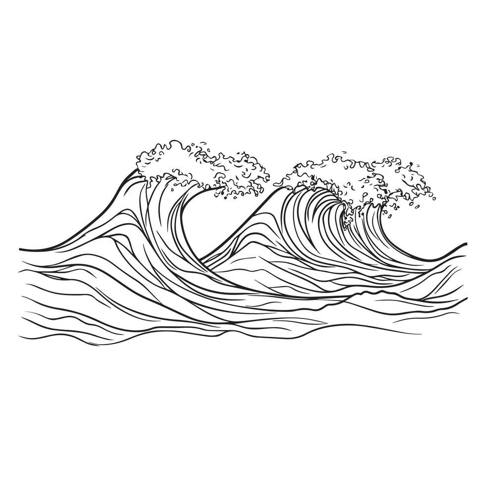 Iconic Japanese Ocean Wave Art - The Great Wave vector