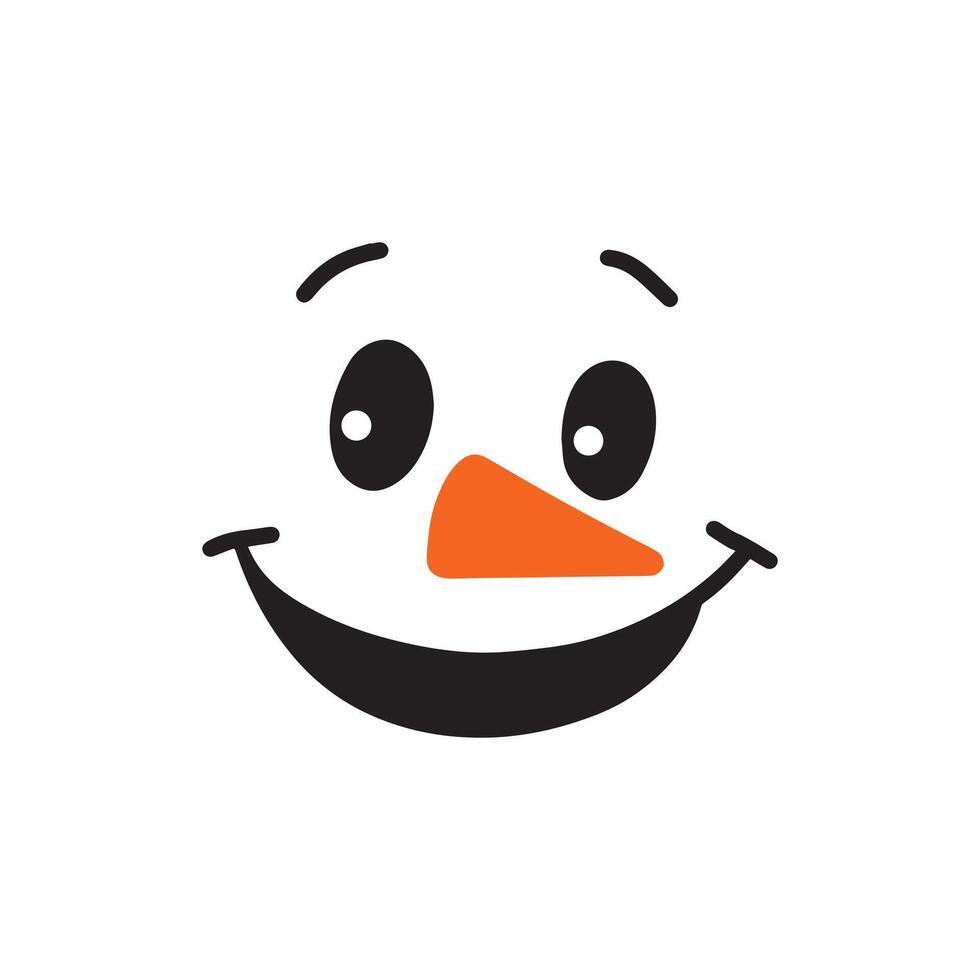 Silly Snowman Face Cartoon Illustration vector