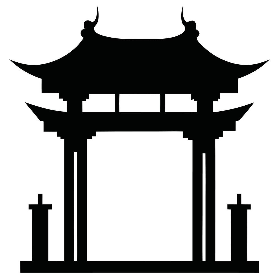 Chinese gate silhoutte lunar new year vector