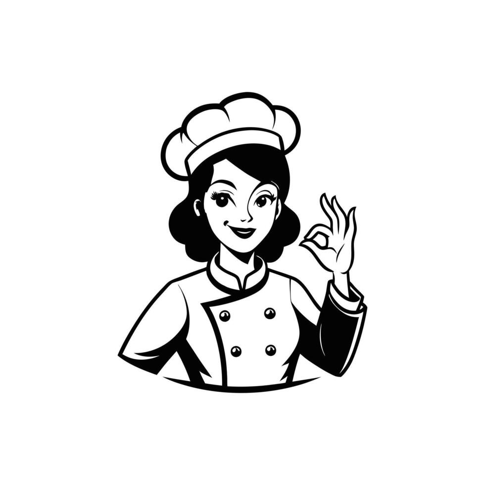 Female Chef with Cooking Utensils Clipart Logo vector