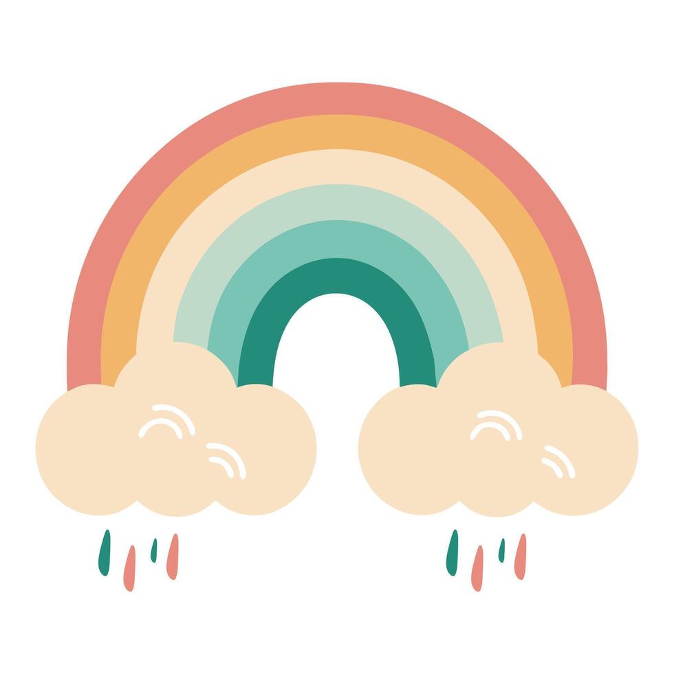 Cute Rainbow and Cloud Doodles, Playful illustration Design vector