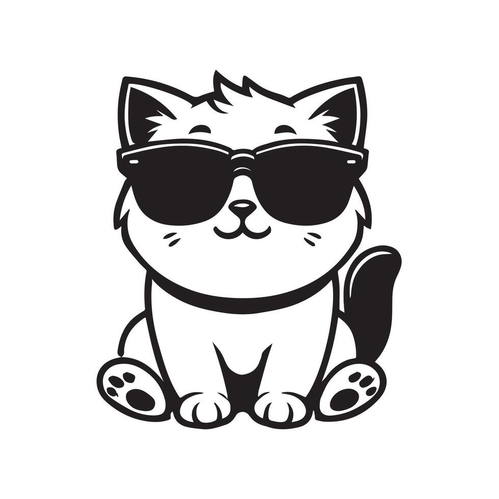 Joyful Cat Rocking Trendy Sunglasses Art vector