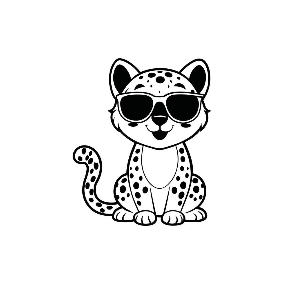 Adorable Joyful Cheetah Wearing Sunglasses Illustration vector