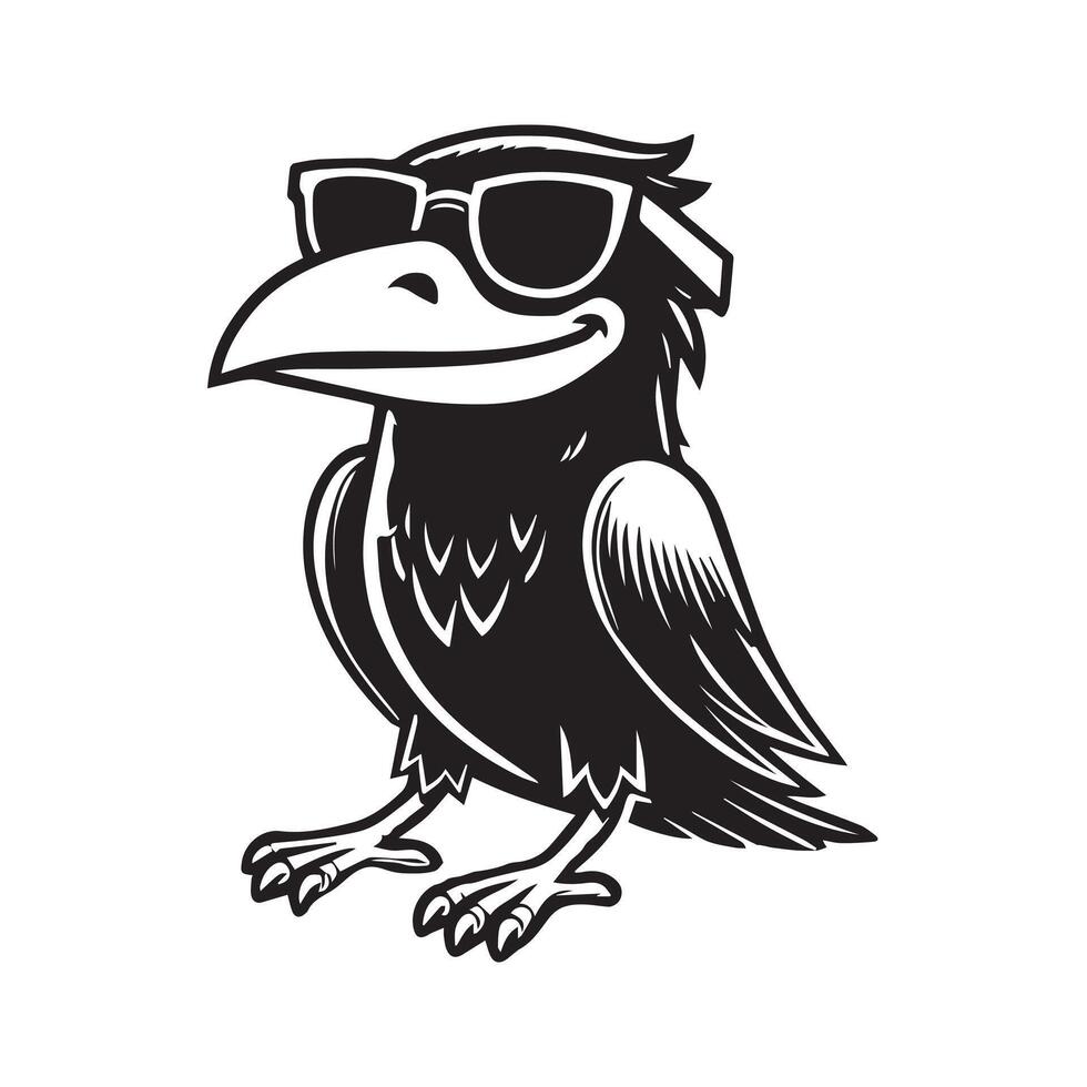 Trendy Happy Crow in Cool Shades vector