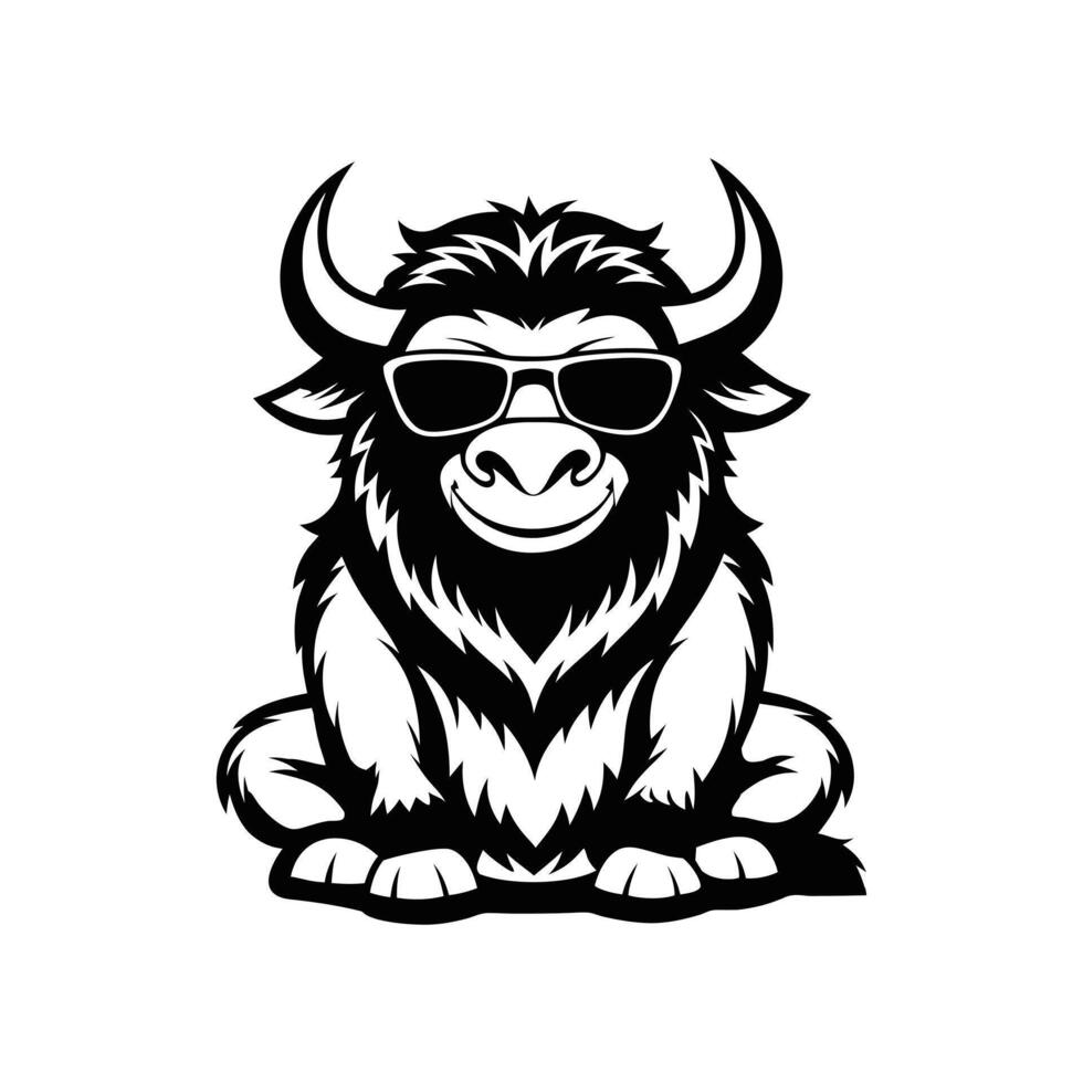 Joyful Bison Rocking Trendy Sunglasses Art vector