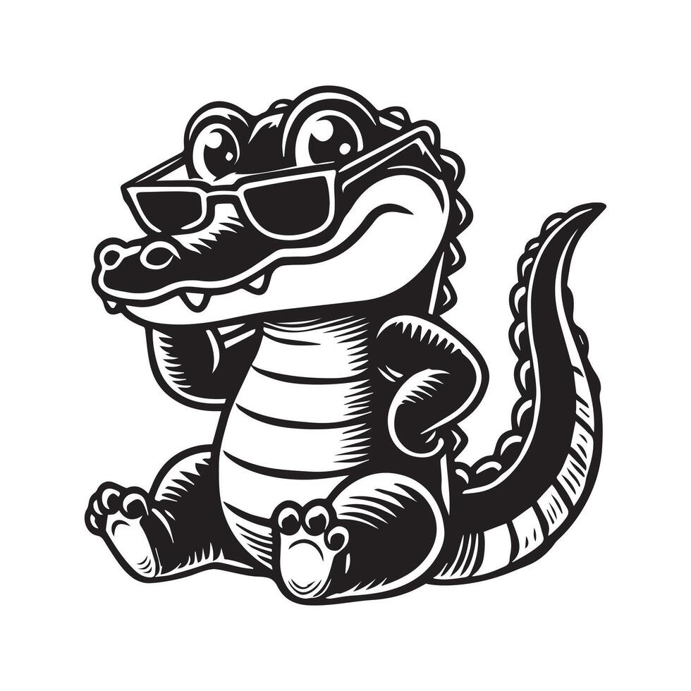 Sunny Day Vibes Crocodile in Sunglasses vector