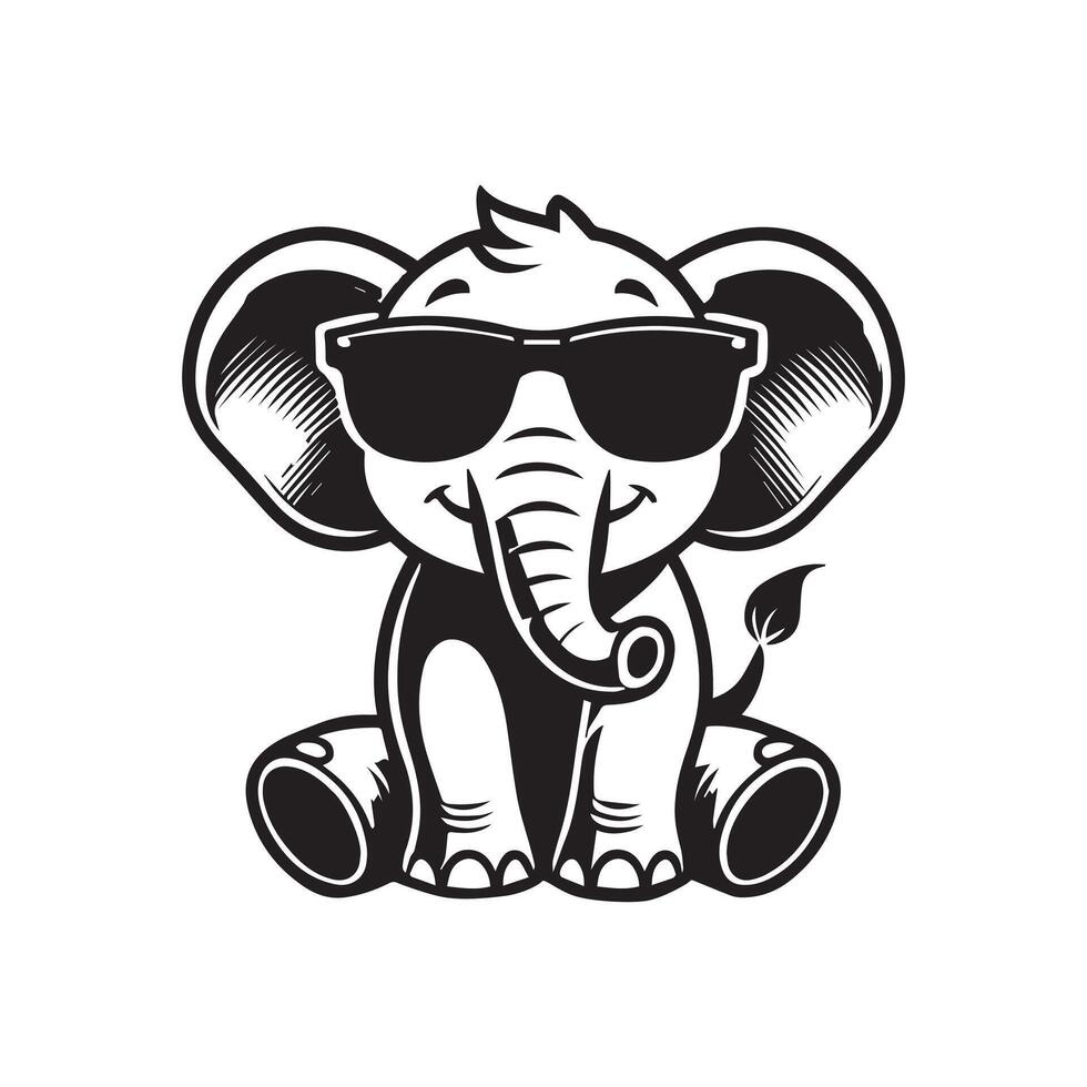 Cool Happy Elephant in Sunglasses Clipart vector