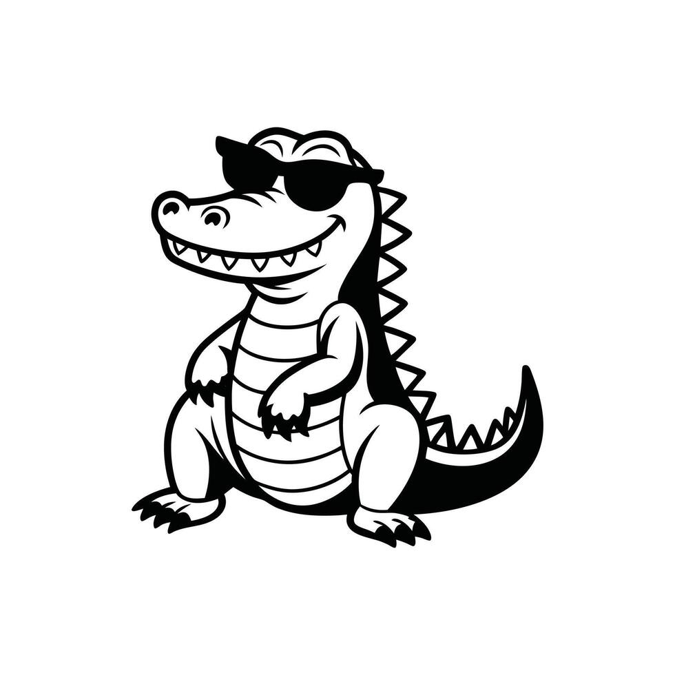 Trendy Joyful Crocodile in Sunglasses, Ready to Explore vector
