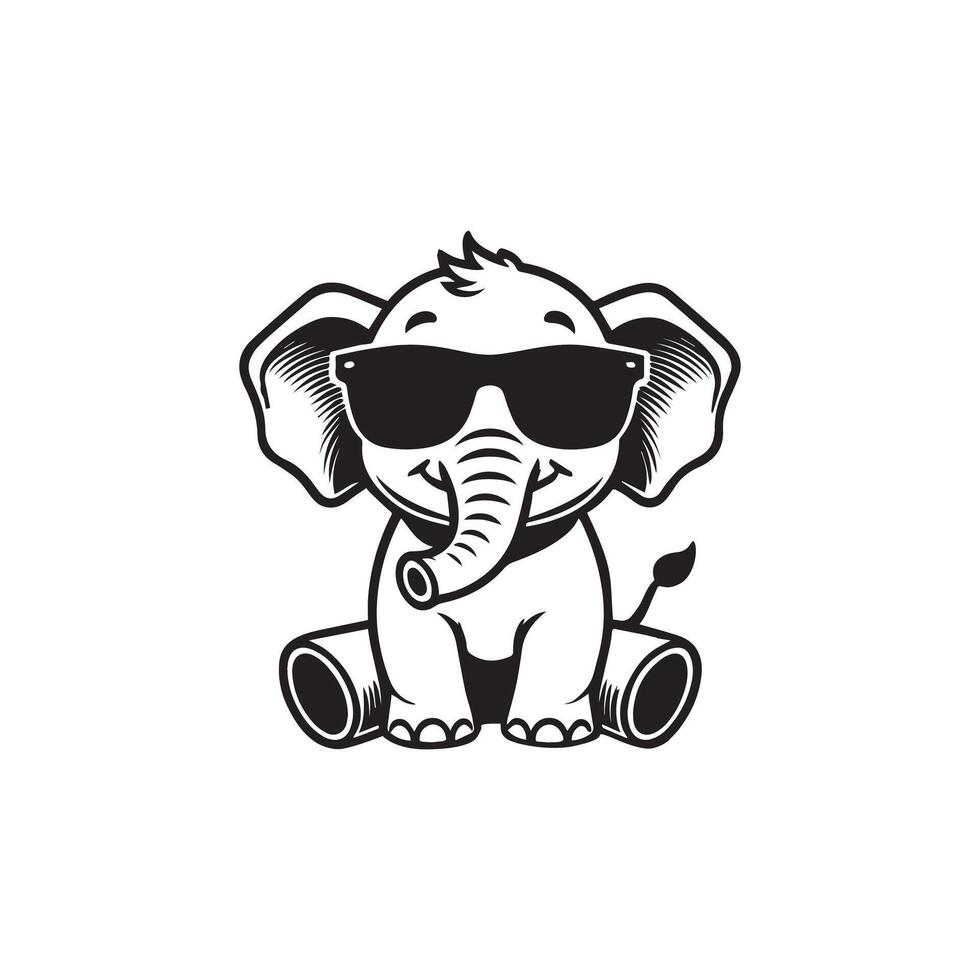 Cool Happy Elephant in Sunglasses Clipart vector