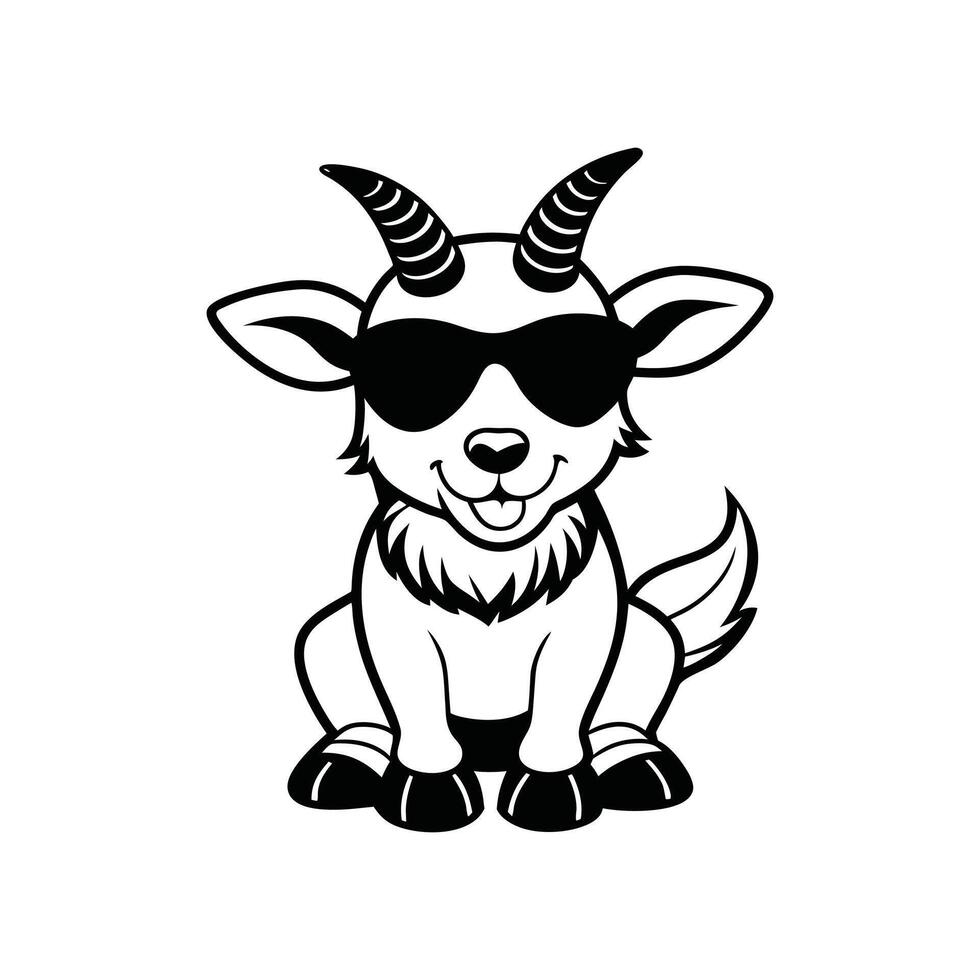 Relaxed Happy Goat with Sunglasses Graphic vector