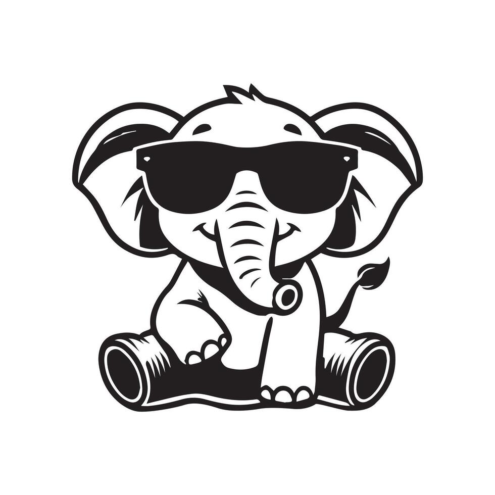 Cool Happy Elephant in Sunglasses Clipart vector