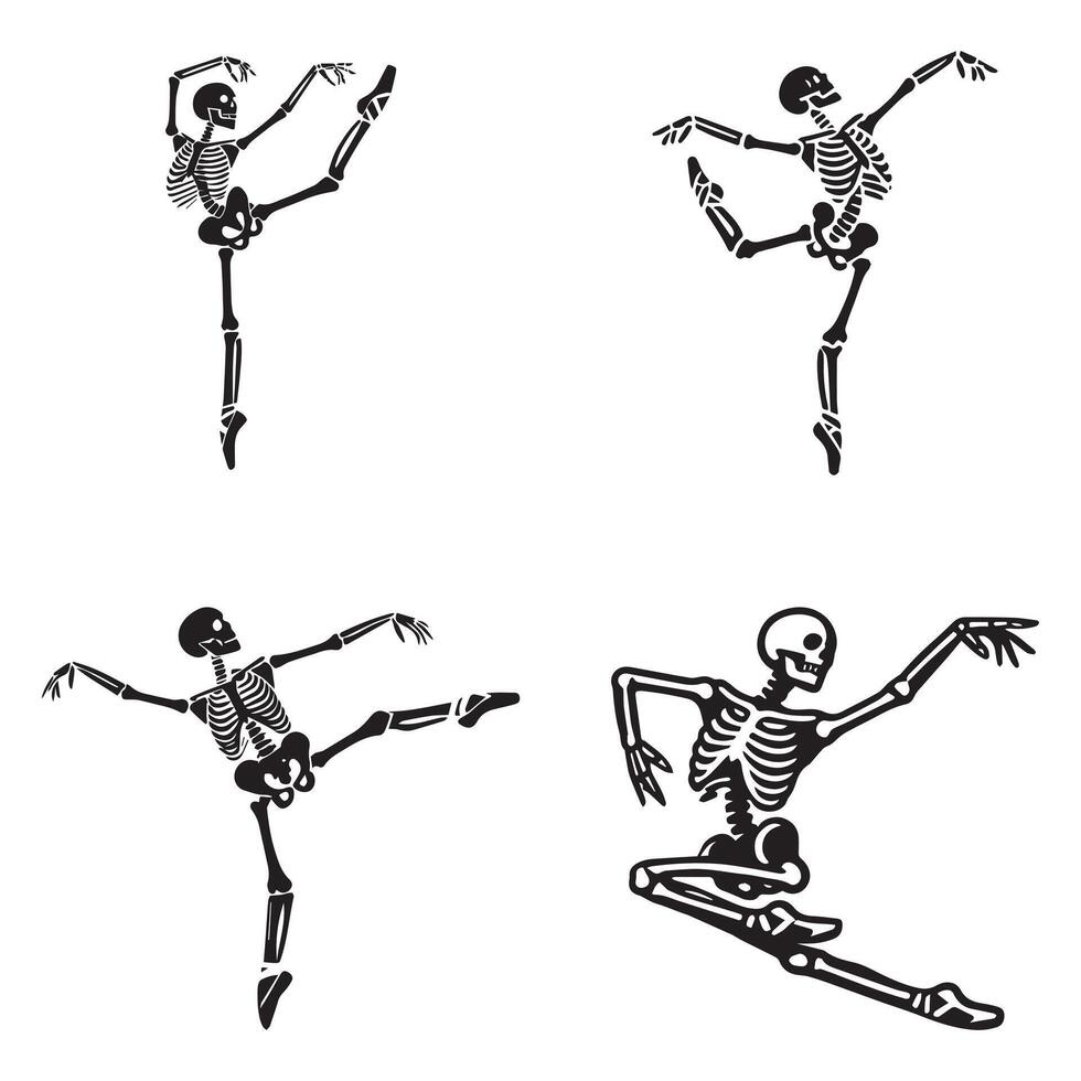 Halloween Dancing Skeleton Clipart Collection vector
