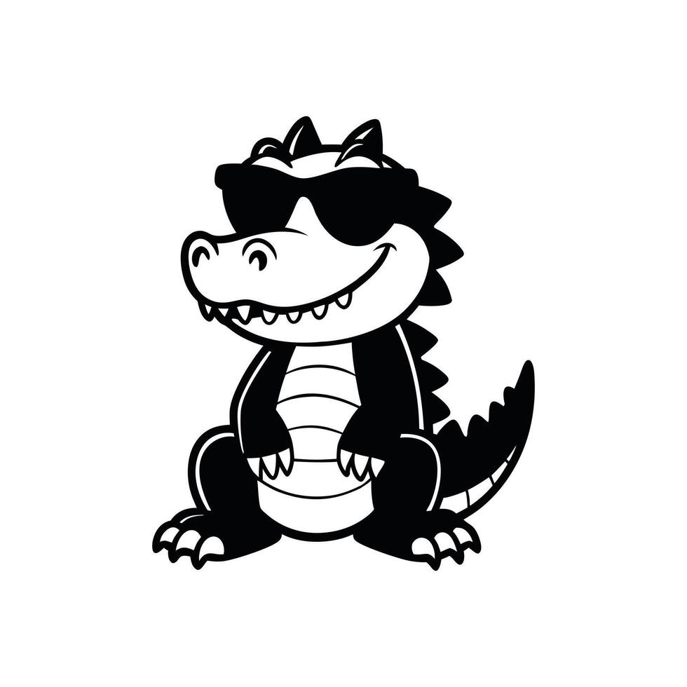 Sunglass-Sporting Joyful Crocodile Artwork vector