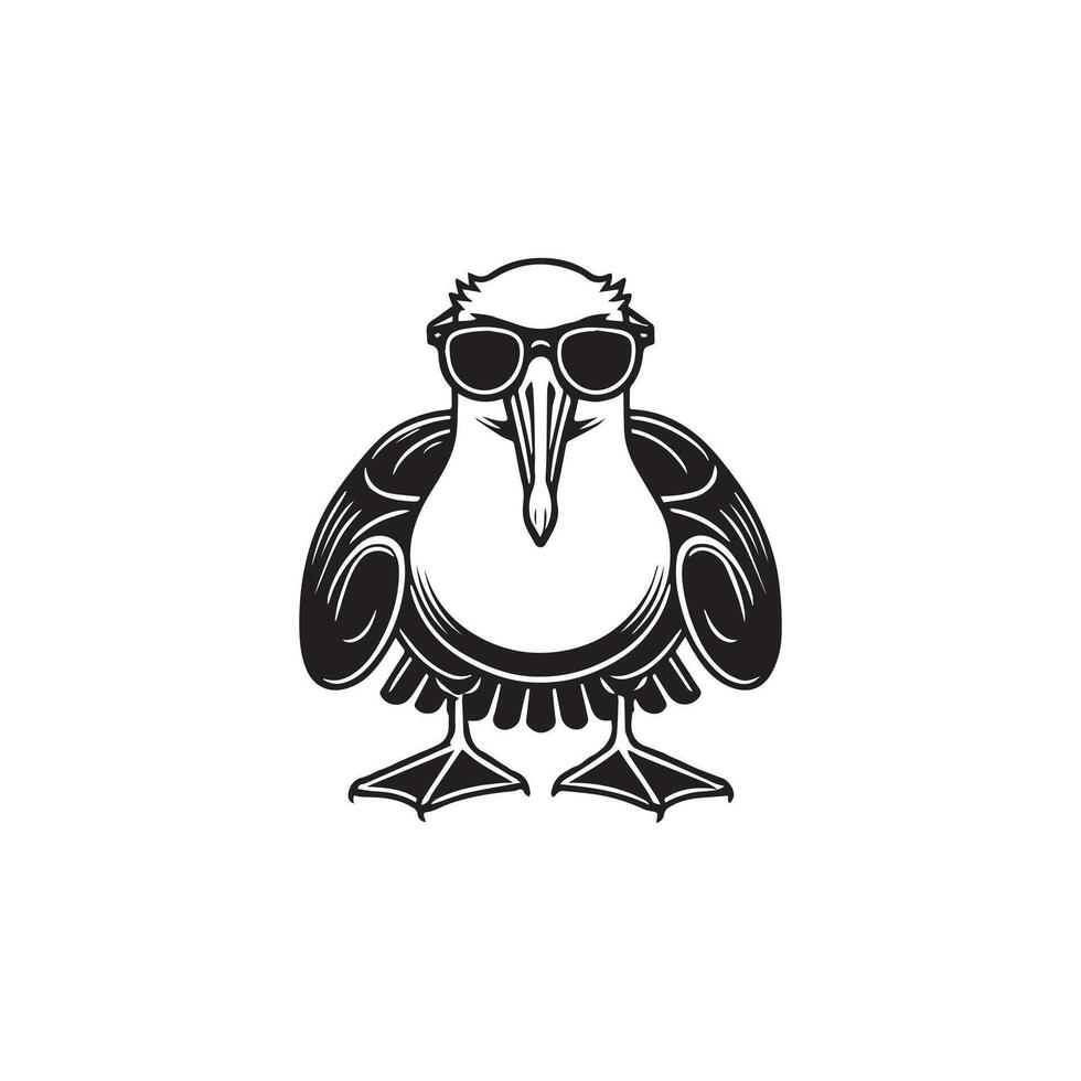 Joyful Albatross Rocking Trendy Sunglasses Design vector