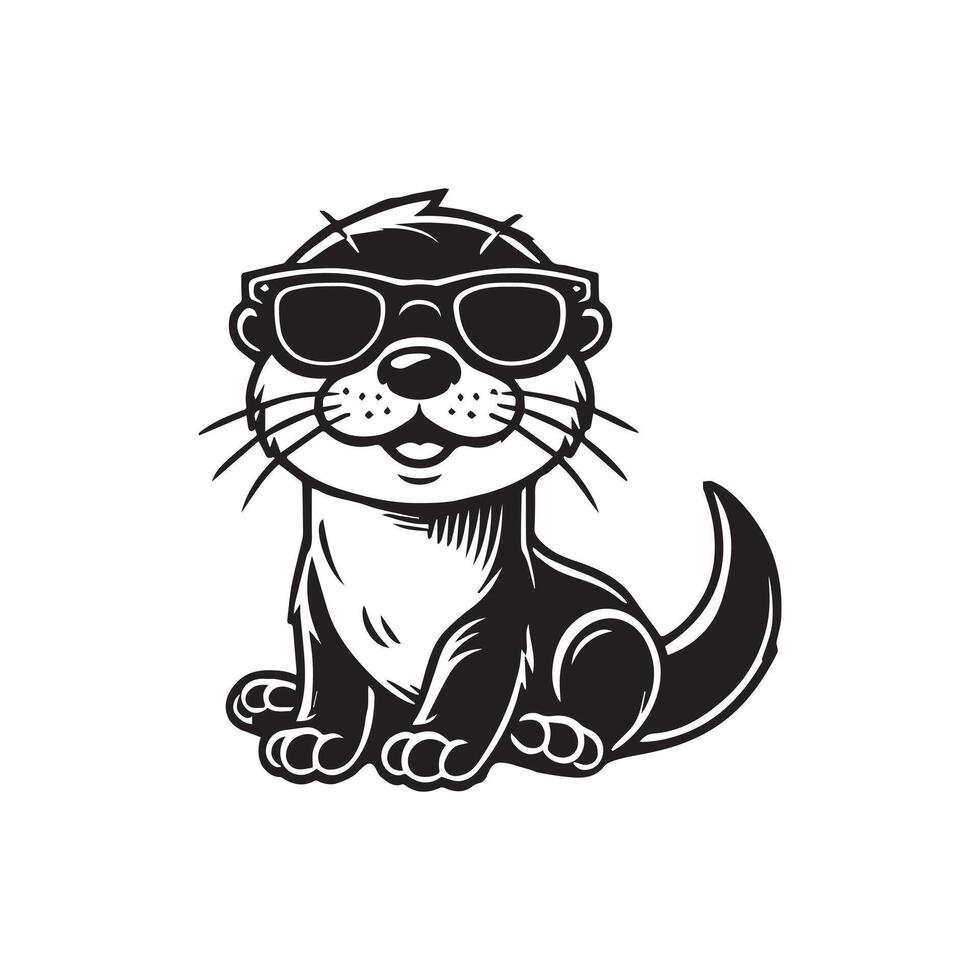 Stylish Baby Otter Rocking Sunglasses vector