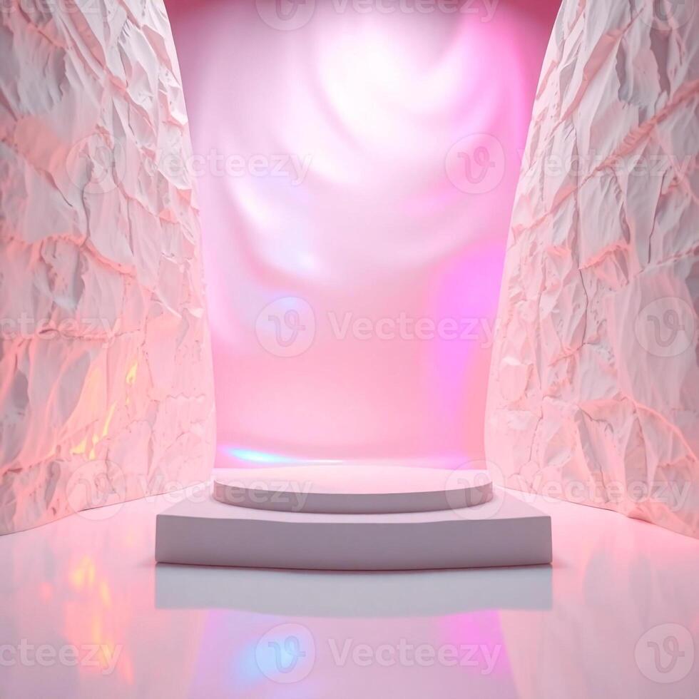 Modern 3D Product Display on Minimal Podium Stand photo