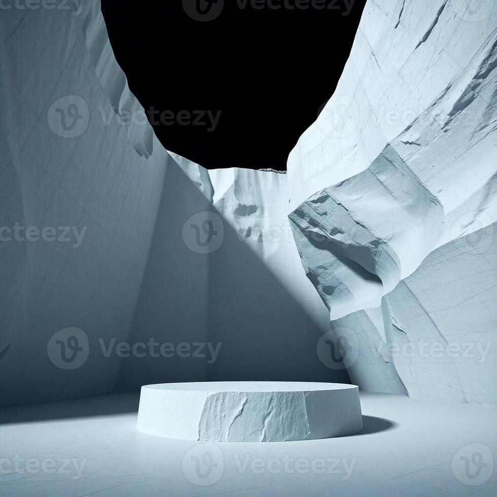 Modern 3D Product Display on Minimal Podium Stand photo