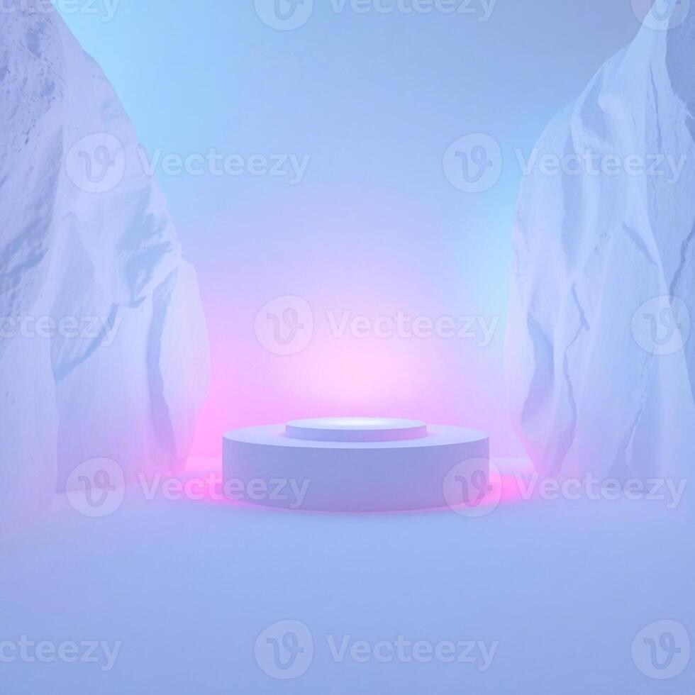 Modern 3D Product Display on Minimal Podium Stand photo