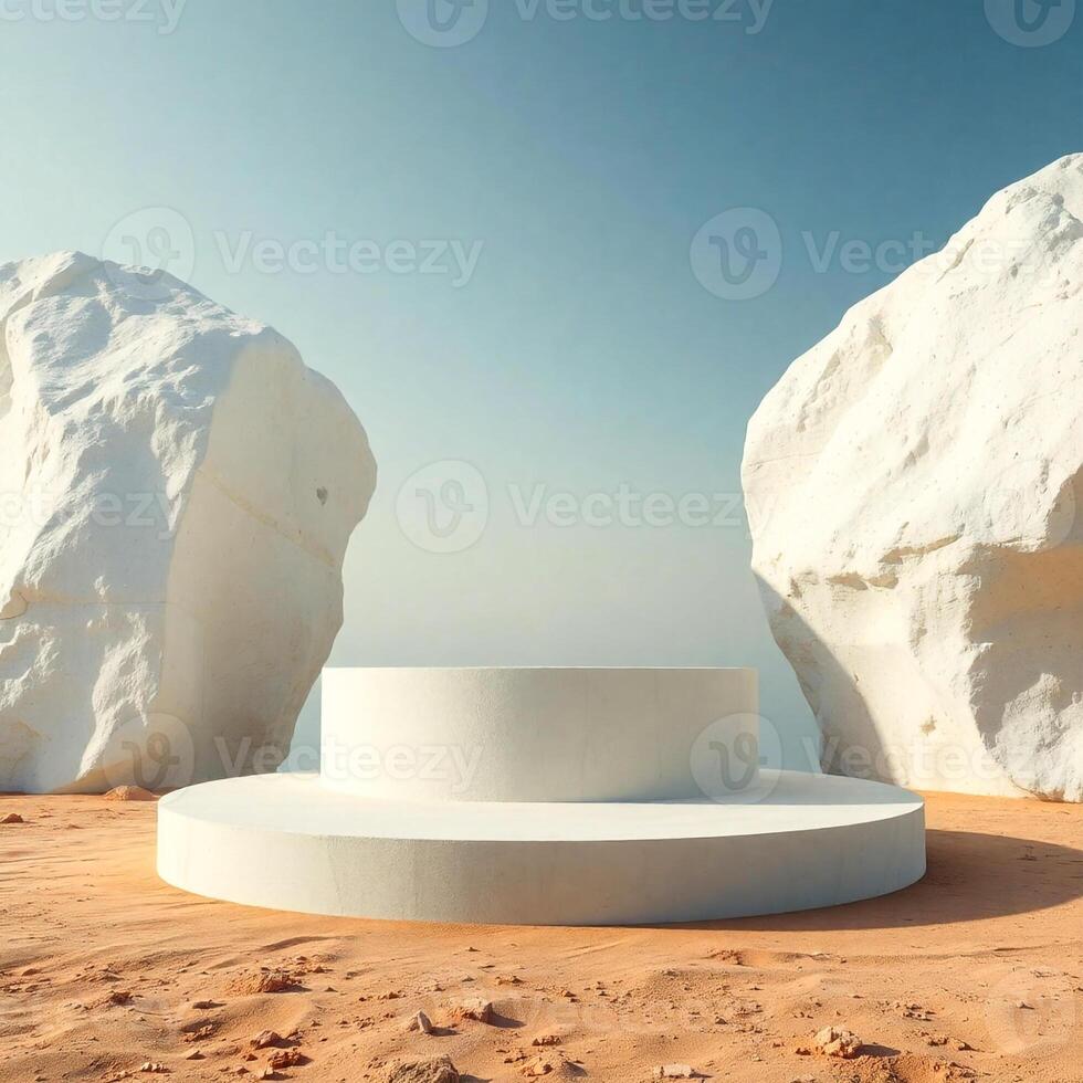 Modern 3D Product Display on Minimal Podium Stand photo