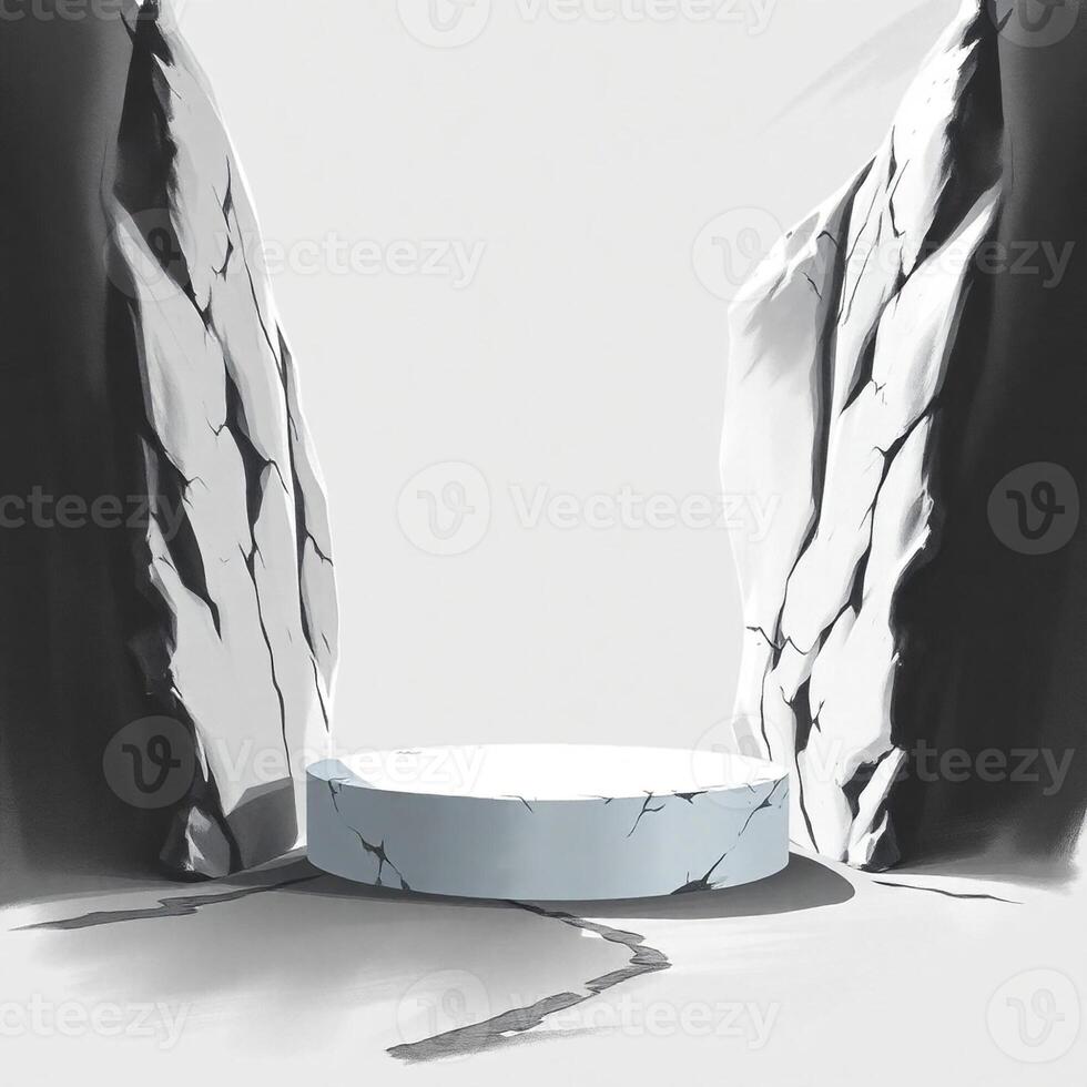 Modern 3D Product Display on Minimal Podium Stand photo
