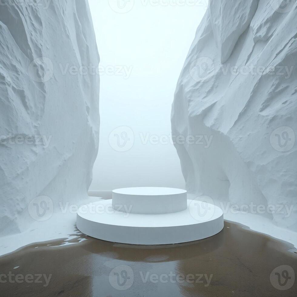 Modern 3D Product Display on Minimal Podium Stand photo