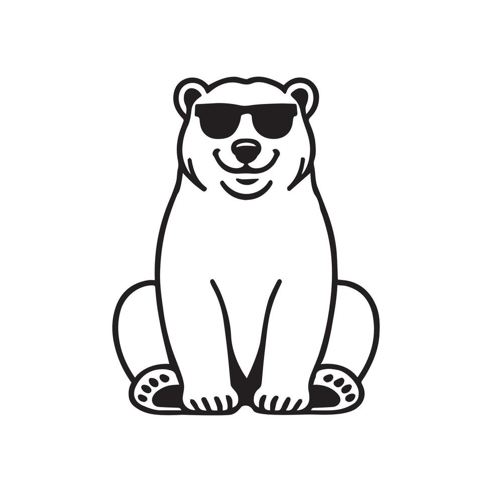 Cool Vibes Baby Polar Bear with Sunglasse vector