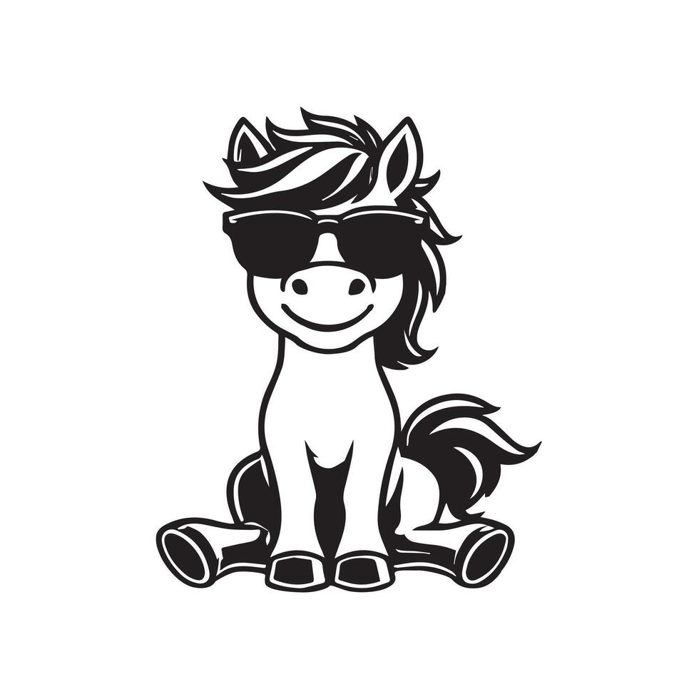 Adorable Baby Horse Wearing Sunglasses vector