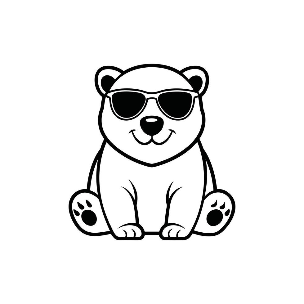 Adorable Polar Bear Cub in Sunglasses vector