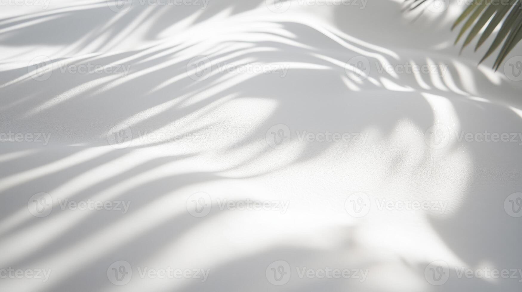 Natural palm leaf shadows on white sand surface, tropical minimal background with sunlight, ideal for summer, travel, beauty, wellness, and branding designs photo