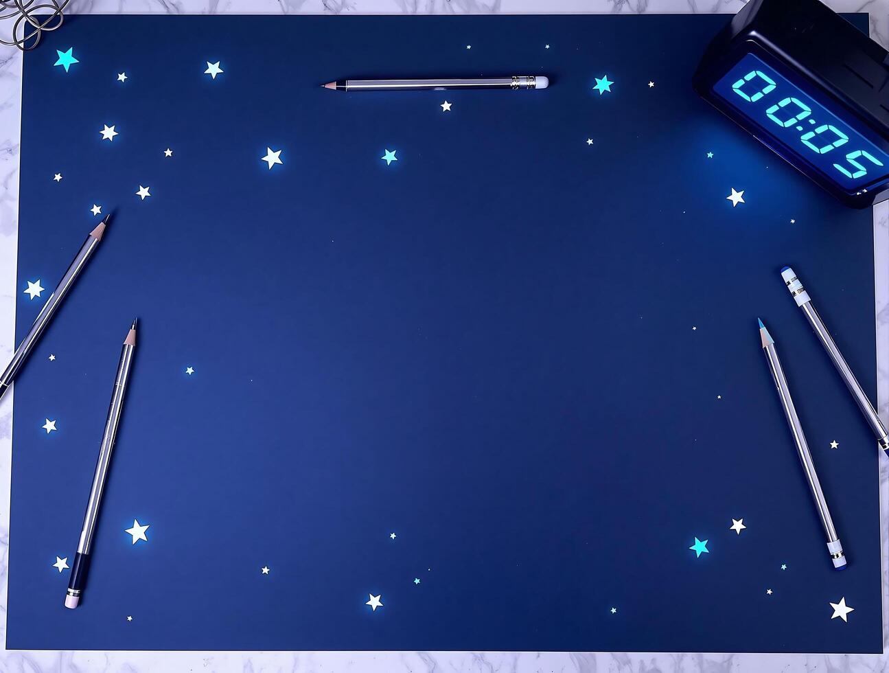 Midnight Blue Constellation Desktop with Illuminated Study Elements photo