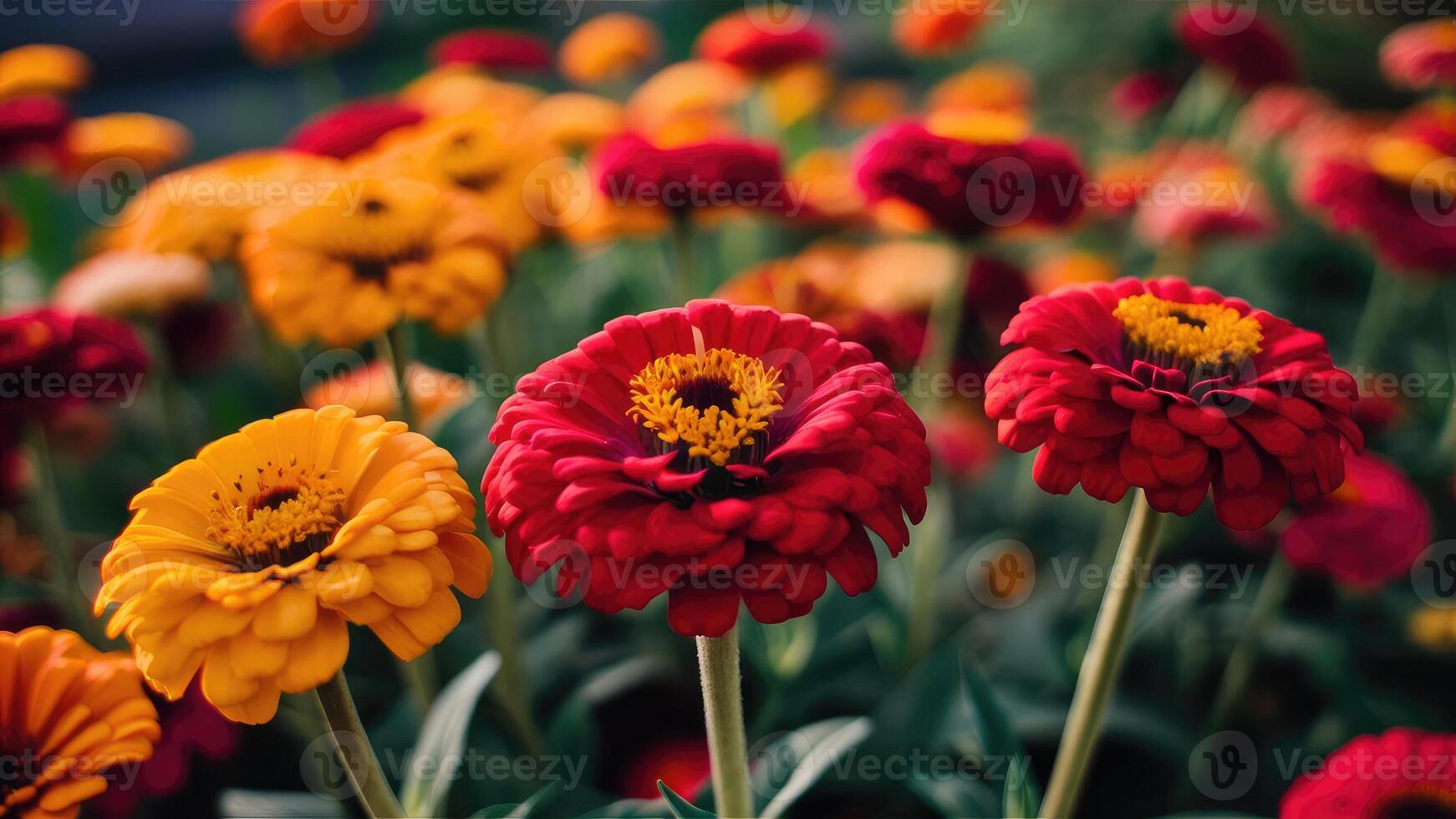 Bold Red Flower Amongst Soft Focus Florals Create visual interest photo