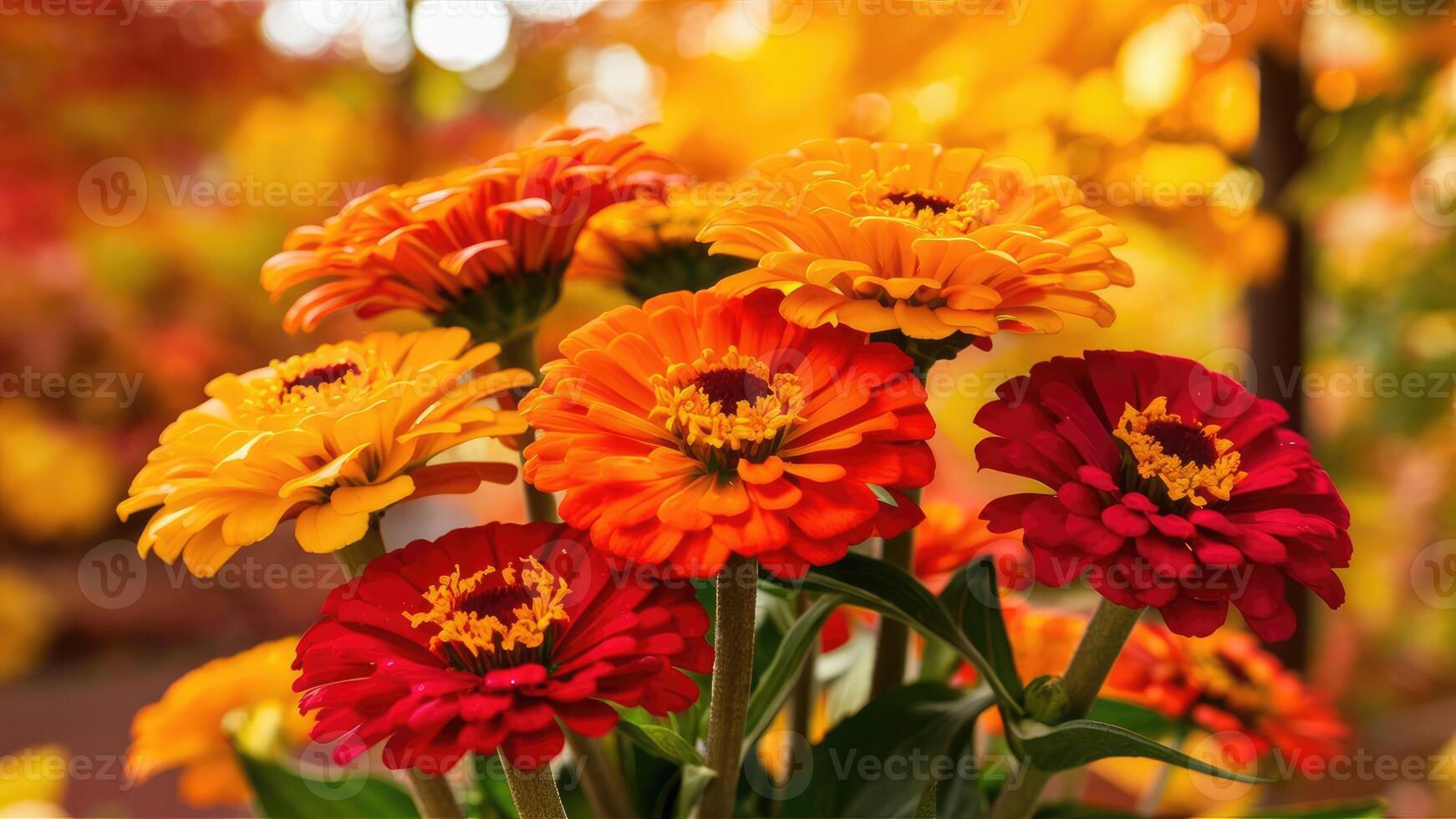 Botanical Beauty A Field of Diverse Zinnias Ideal for nature-themed projects photo