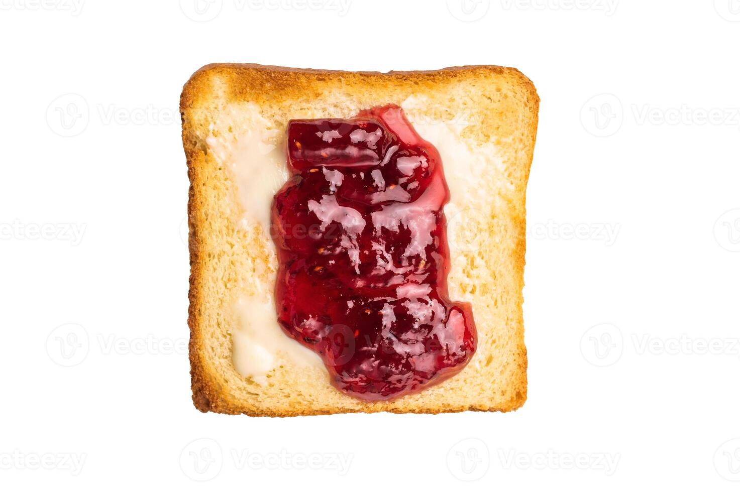 Toast from white bread with butter and jam isolated on white background photo