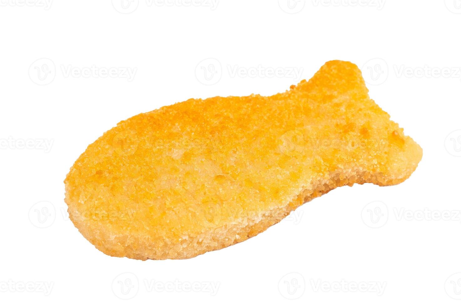 Fish fingers or fish sticks isolated on white background. top view photo