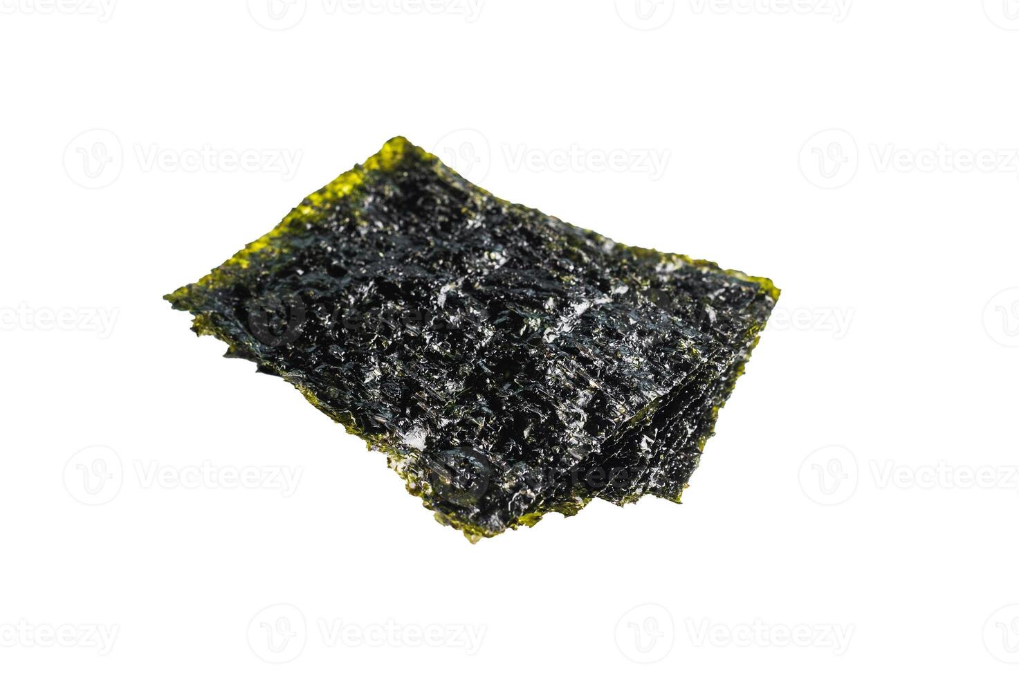 Dried nori seaweed sheets isolated on white background. top view photo