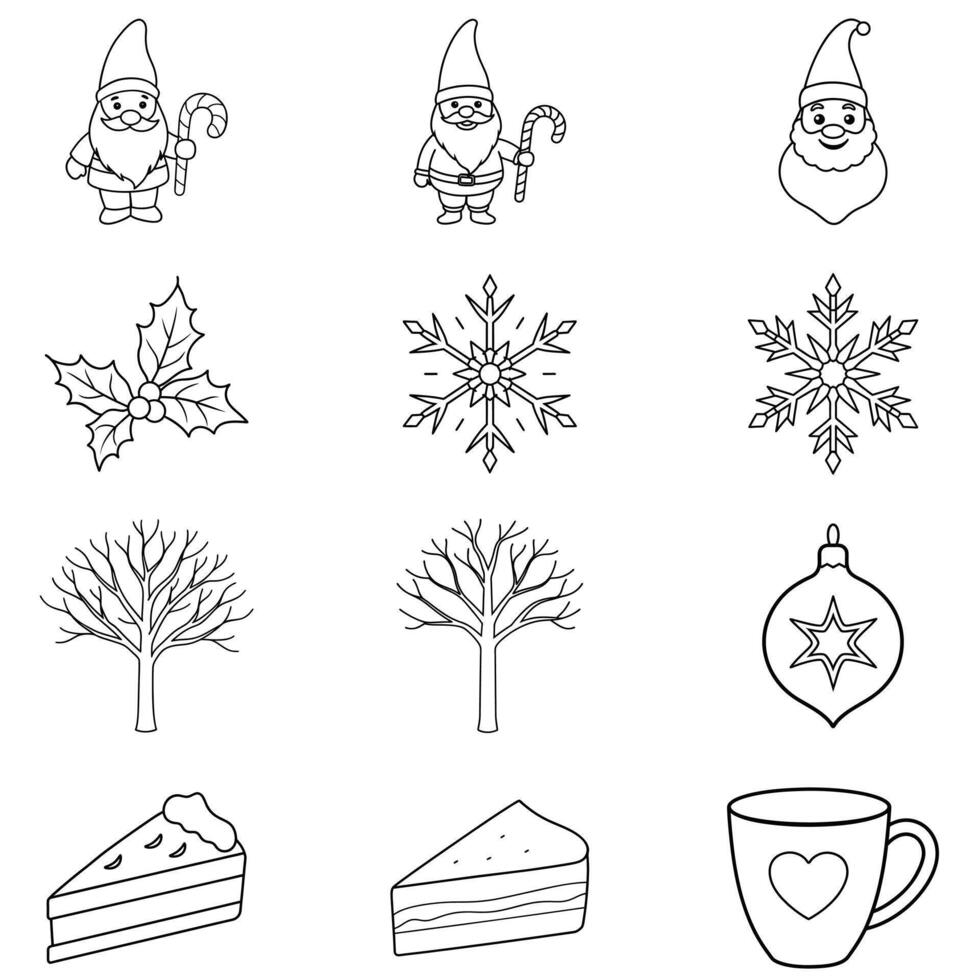 Delightful Xmas Illustration Collection A Blend of ClipArt and LineArt vector