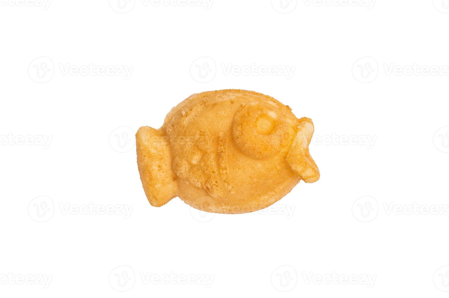 Korean pancake Bungeoppang, Fish shaped Waffle with sweet red bean filling isolated on white background. top view photo