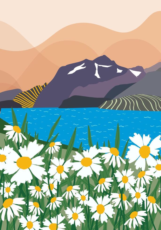 The Sublimity of Nature and a Peaceful Holiday. The Beauty of Rural Life. vector