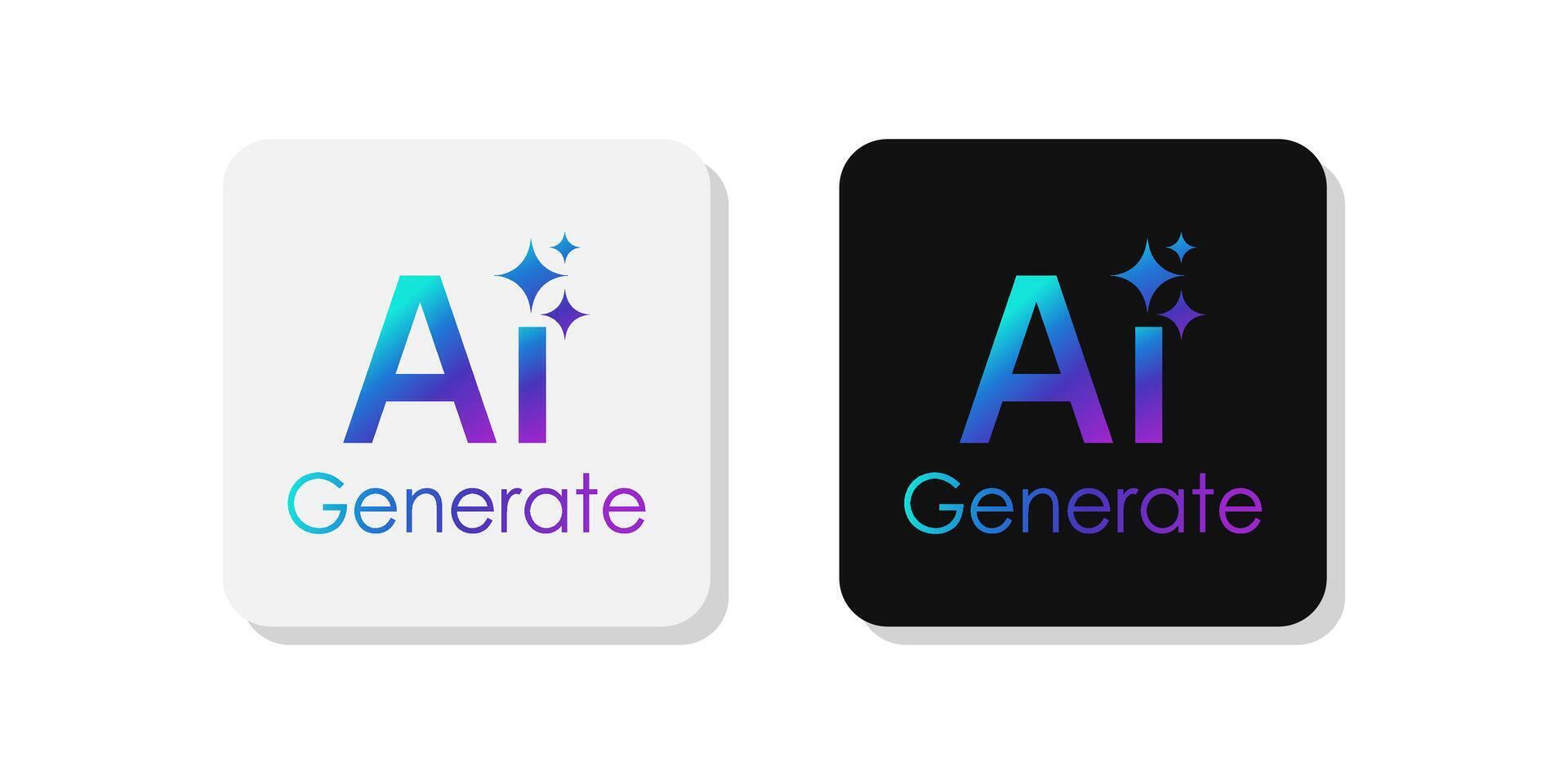 Generate AI button set. Artificial intelligence logo icon symbol concept for UI UX design. illustration vector