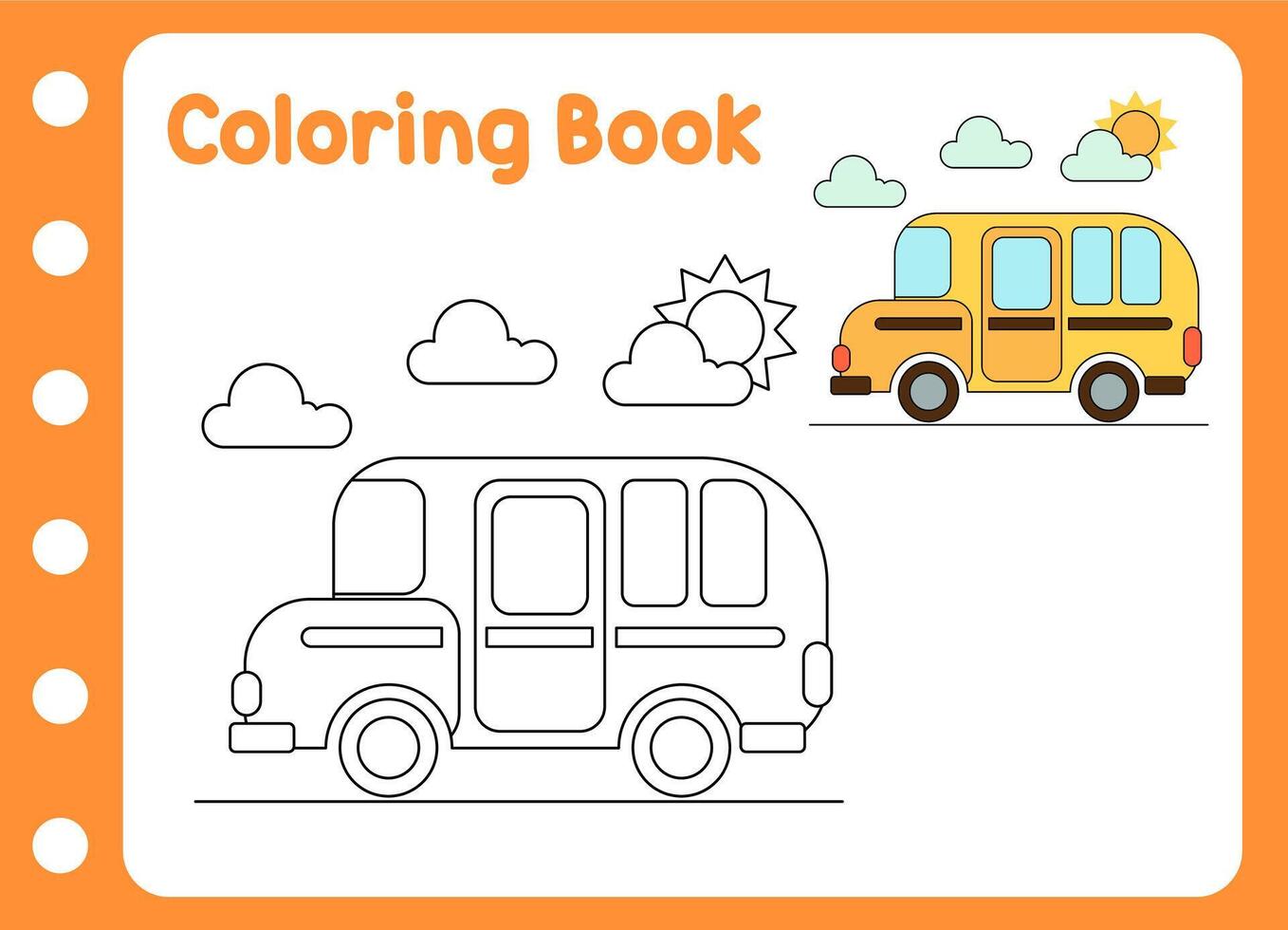 coloring book a little bus for kids. learning to color vector