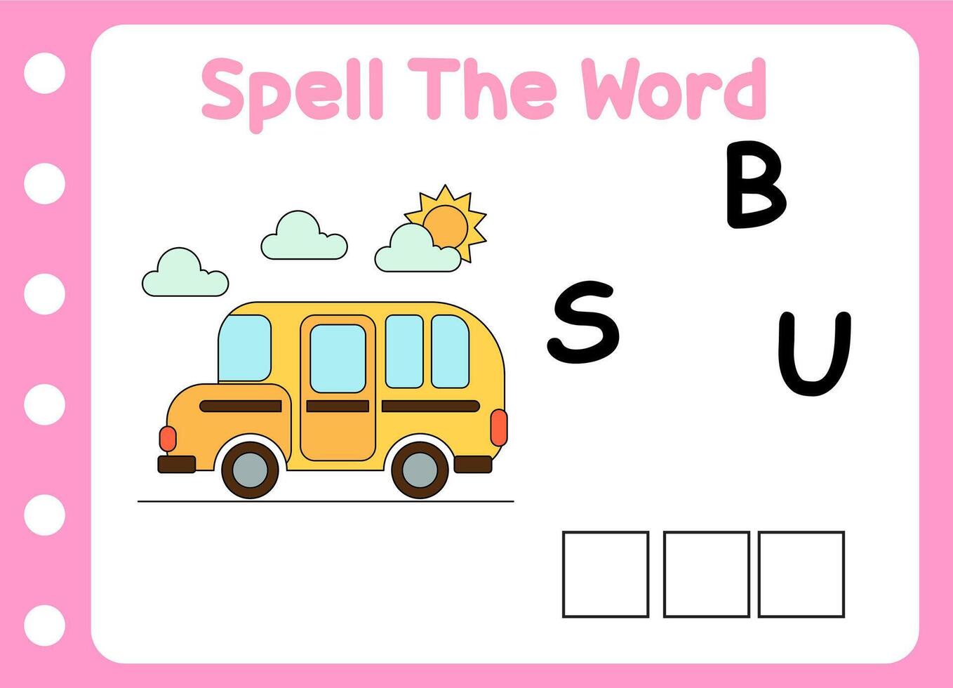 spell the word of bus. transportation vector